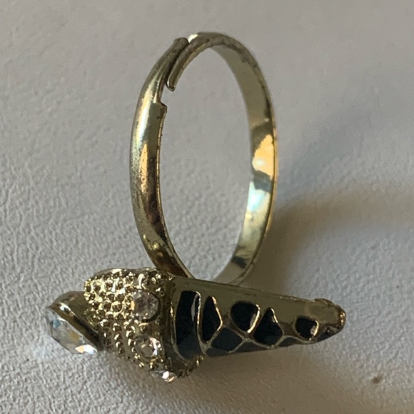 Ring ice cream cone black enamel with crystals adjustable - Picture 2 of 9